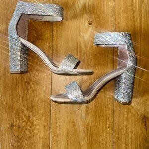 Jeffrey Campbell Elegant Silver Block Heel Sandals